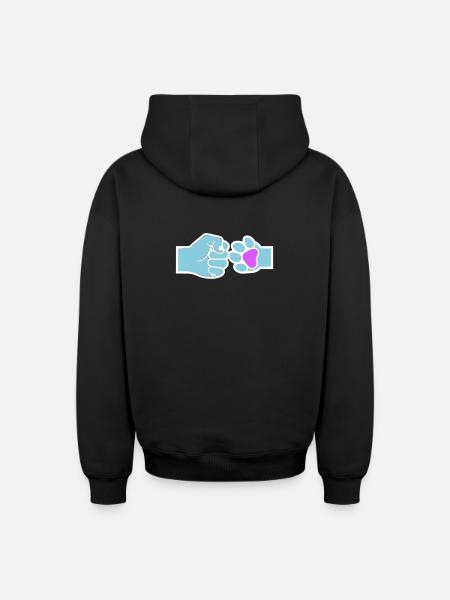 Faust Pfote Check Mensch Tier Team - Oversized Heavyweight Unisex Zip Hoodie - Schwarz