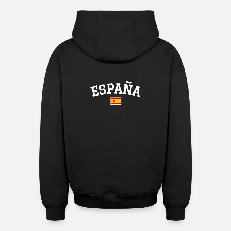 Drapeau espagnol Dessin blanc - Sweat à capuche unisexe zippé oversize épais SPREAD - noir