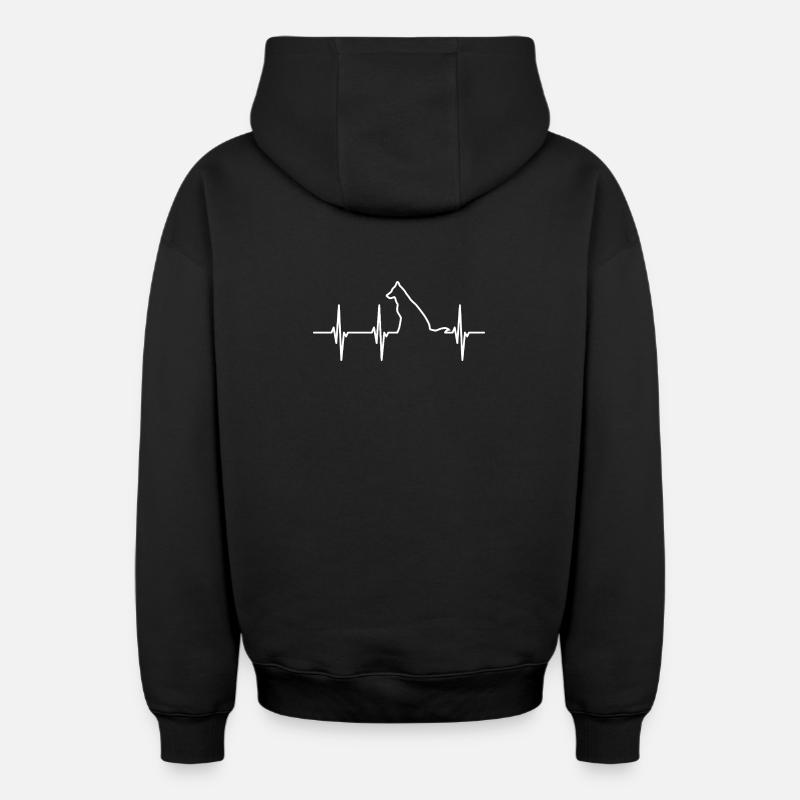 Ligne d’ECG pour chiens - Sweat à capuche unisexe zippé oversize épais SPREAD - noir