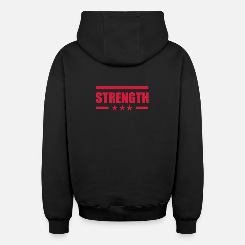 Strength - Sweat à capuche unisexe zippé oversize épais SPREAD - noir