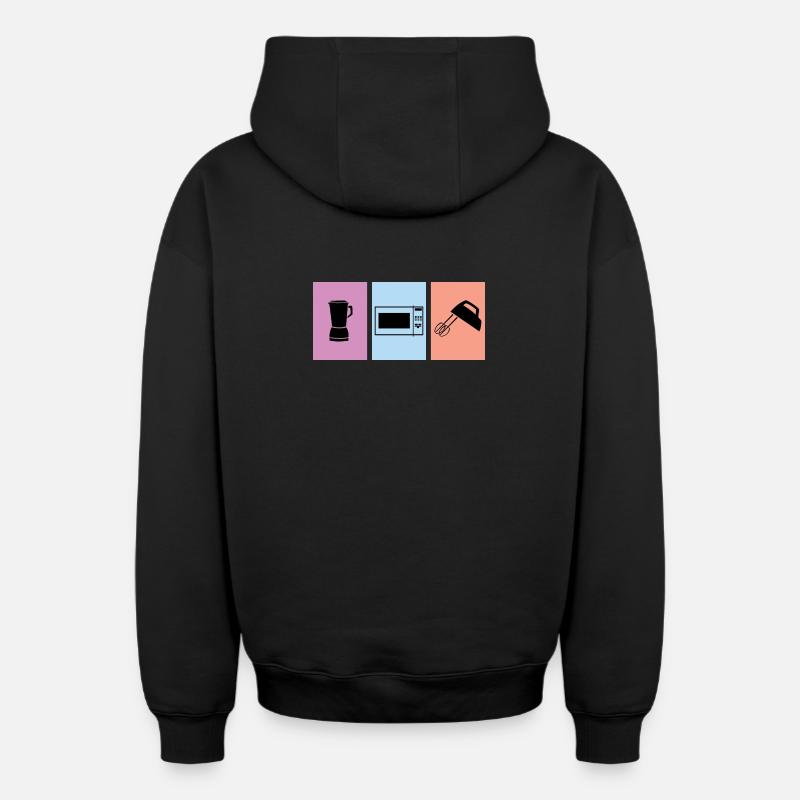 Cuire - Sweat à capuche unisexe zippé oversize épais SPREAD - noir