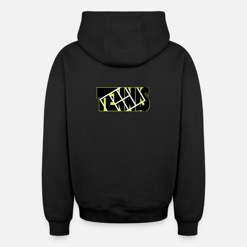 TENNIS Neon Grid Overlay - Sweat à capuche unisexe zippé oversize épais SPREAD - noir