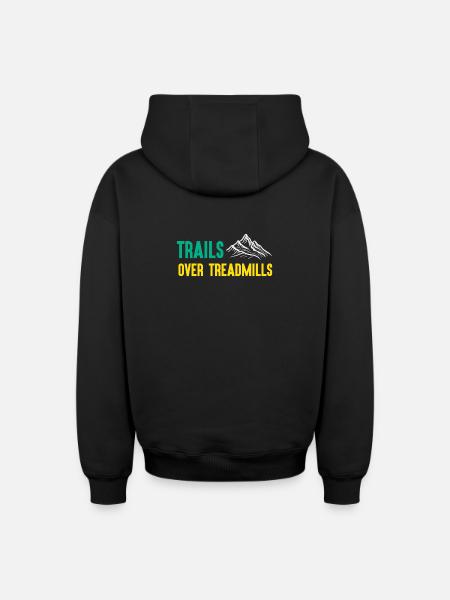 Trailrunning - Trails über Laufbänder - Oversized Heavyweight Unisex Zip Hoodie - Schwarz