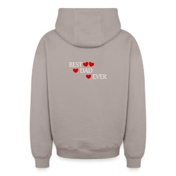 Father's Day Dad Dad Best Dad Ever Saying Father's Day - Oversized Heavyweight Unisex Zip Hoodie - taupe - Back - AI Model Male 178 light (178cm)