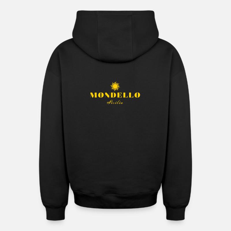 Sunburst Mondello Sicilia Design - Sweat à capuche unisexe zippé oversize épais SPREAD - noir