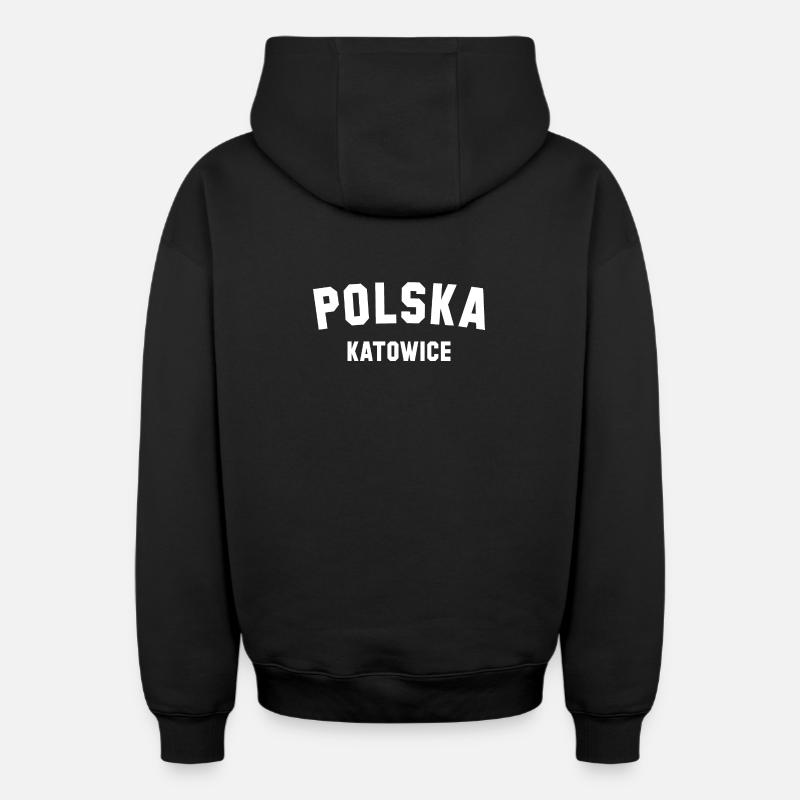 KATOWICE Polska Pologne - Sweat à capuche unisexe zippé oversize épais SPREAD - noir