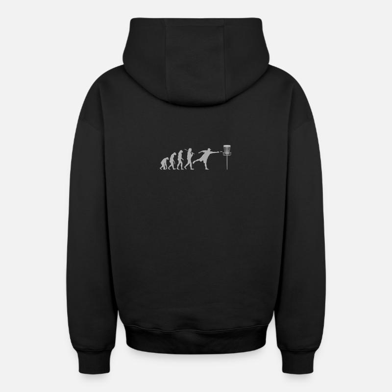 Disc Golf Evolution - Sweat à capuche unisexe zippé oversize épais SPREAD - noir