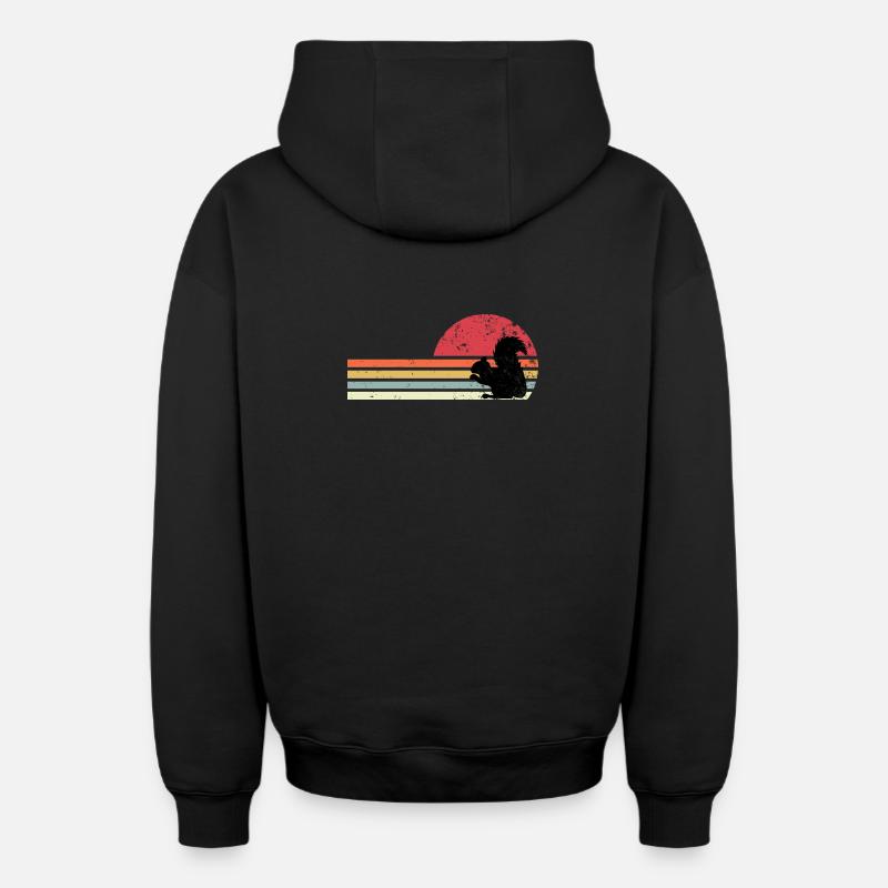 Retro-Eichhörnchen - Oversized Heavyweight Unisex Zip Hoodie - Schwarz