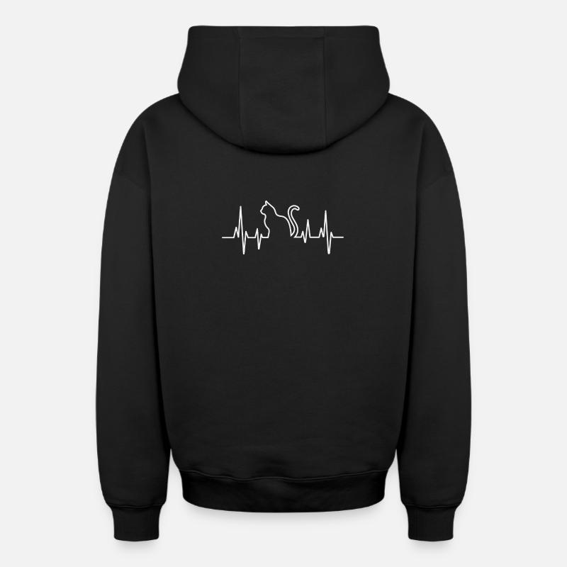 Katzenherz Pullover Design - Oversized Heavyweight Unisex Zip Hoodie - Schwarz