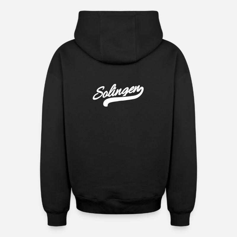 Solingen Rétro - Sweat à capuche unisexe zippé oversize épais SPREAD - noir