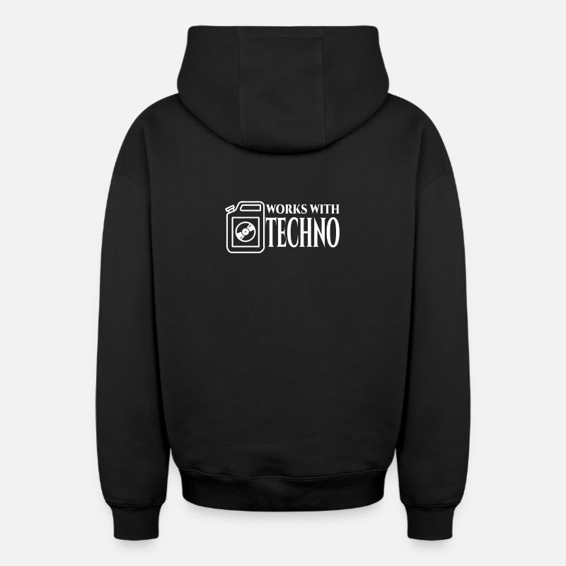 Techno Carburant - Sweat à capuche unisexe zippé oversize épais SPREAD - noir