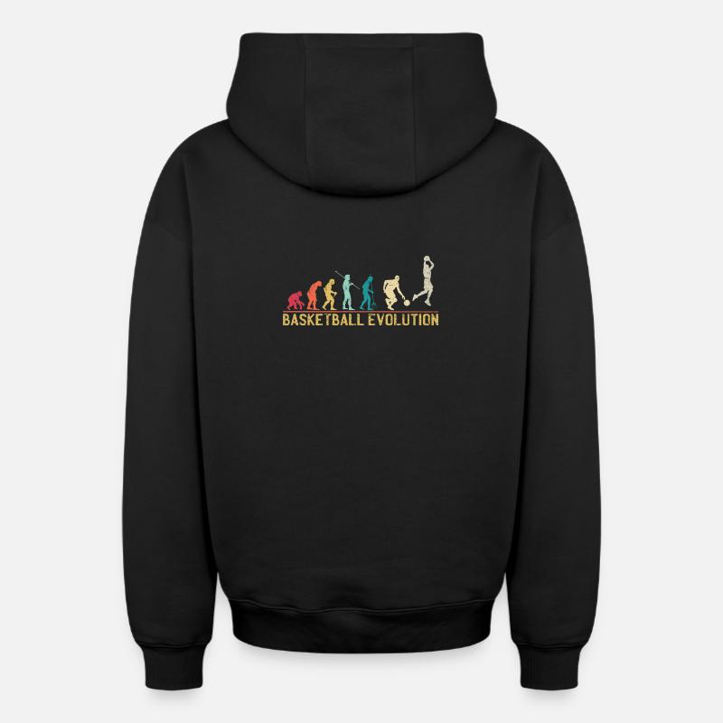 Basketball Evolution Progression Design - Sweat à capuche unisexe zippé oversize épais SPREAD - noir