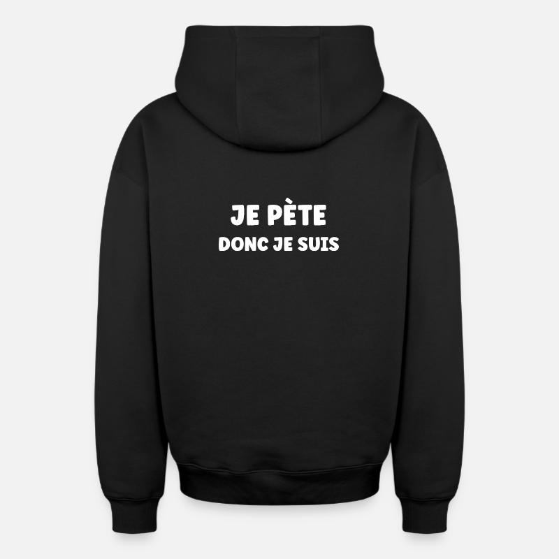 pete - Sweat à capuche unisexe zippé oversize épais SPREAD - noir