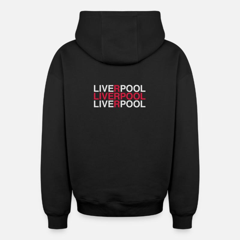 LIVERPOOL Union Jack Drapeau - Sweat à capuche unisexe zippé oversize épais SPREAD - noir