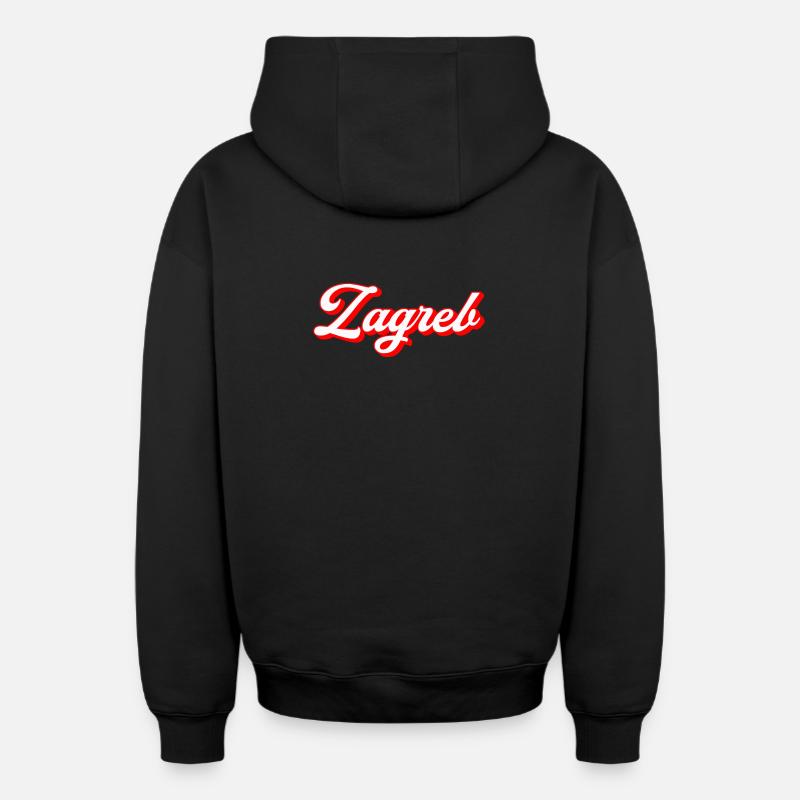 Zagreb Script Retro - Oversized Heavyweight Unisex Zip Hoodie - Schwarz