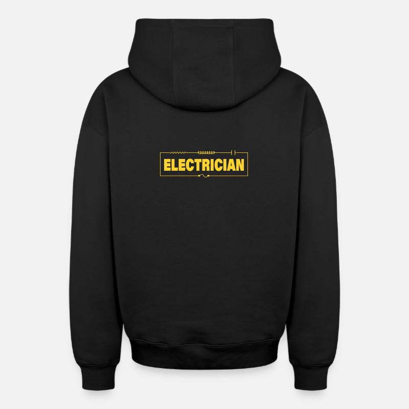 ÉLECTRICIEN - Sweat à capuche unisexe zippé oversize épais SPREAD - noir