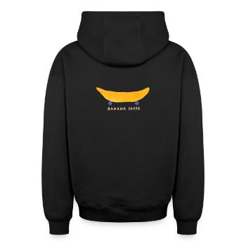 Banane Lustige Frucht Illustration - Oversized Heavyweight Unisex Zip Hoodie - Schwarz - Hinten - AI Model Male 185 dark (185cm)