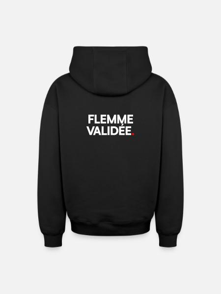 Flemme validée - Sweat à capuche unisexe zippé oversize épais SPREAD - noir