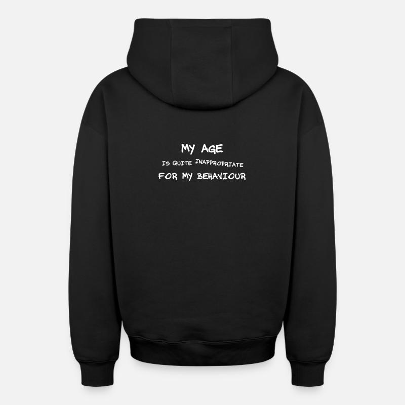 Mon âge est inapproprié - Sweat à capuche unisexe zippé oversize épais SPREAD - noir