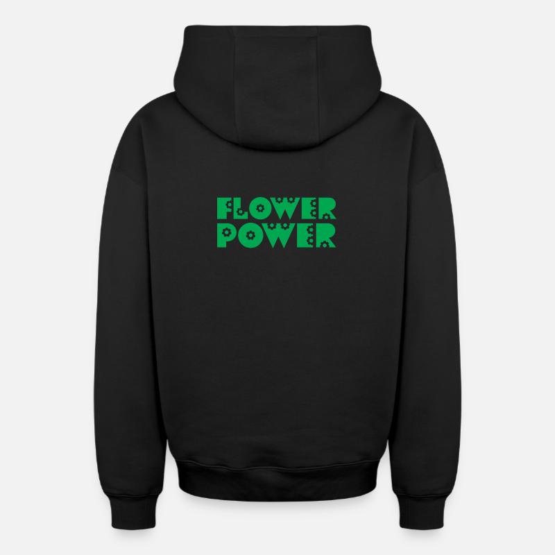 LE POUVOIR DES FLEURS - Sweat à capuche unisexe zippé oversize épais SPREAD - noir