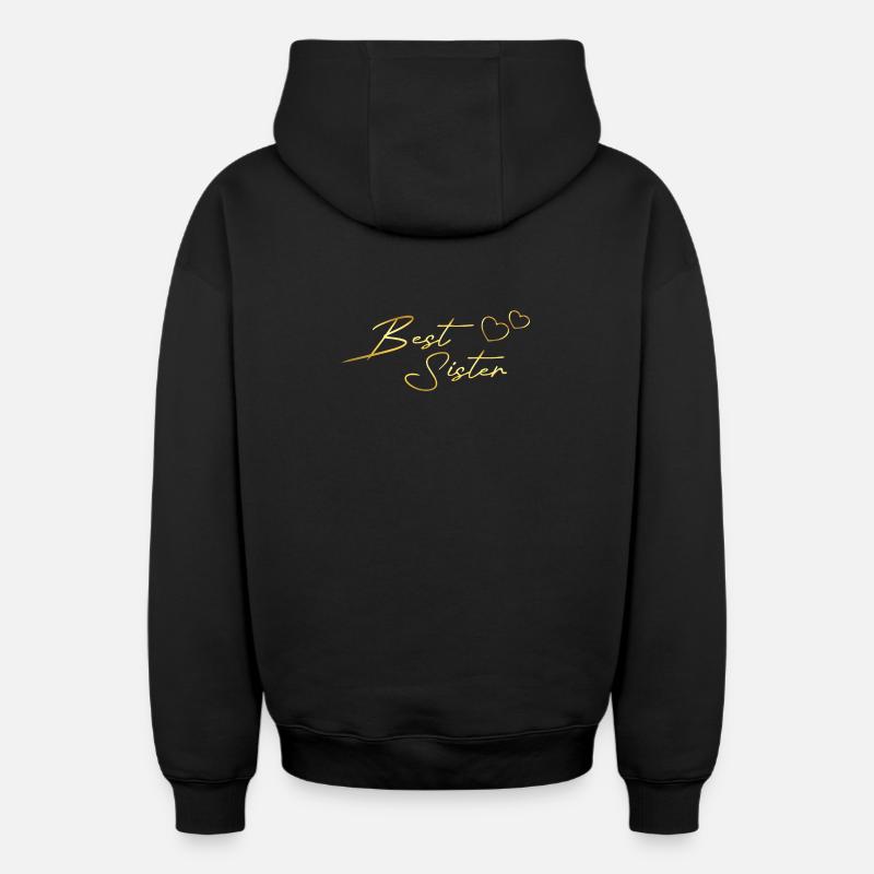 Meilleure sœur or - Sweat à capuche unisexe zippé oversize épais SPREAD - noir