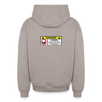 pare-choc - Sweat à capuche unisexe zippé oversize épais SPREAD - taupe - Dos - AI Model Male 178 light (178cm)