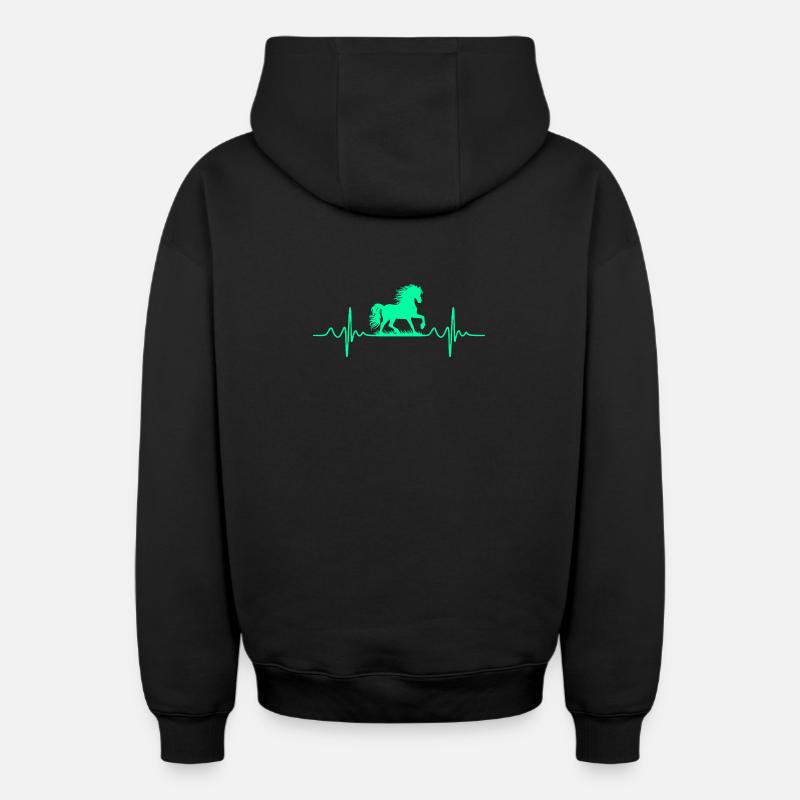Battement de cœur de cheval - Sweat à capuche unisexe zippé oversize épais SPREAD - noir