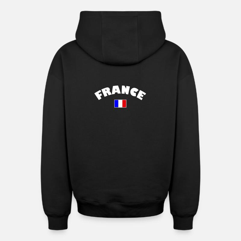 France drapeau français - Sweat à capuche unisexe zippé oversize épais SPREAD - noir