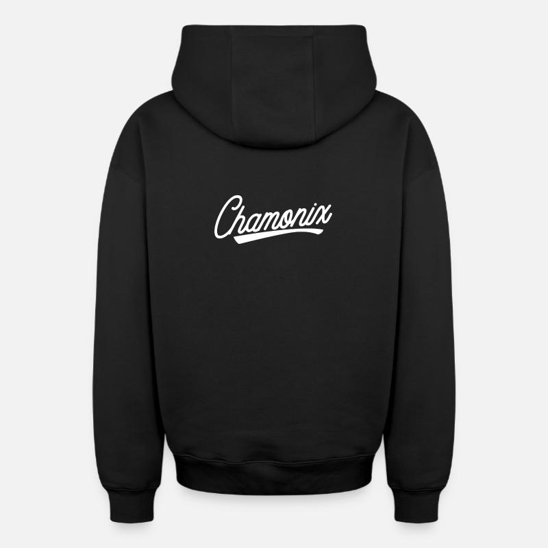 Chamonix - Sweat à capuche unisexe zippé oversize épais SPREAD - noir
