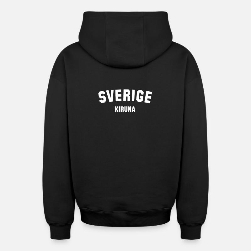 KIRUNA Suède Schweden - Sweat à capuche unisexe zippé oversize épais SPREAD - noir