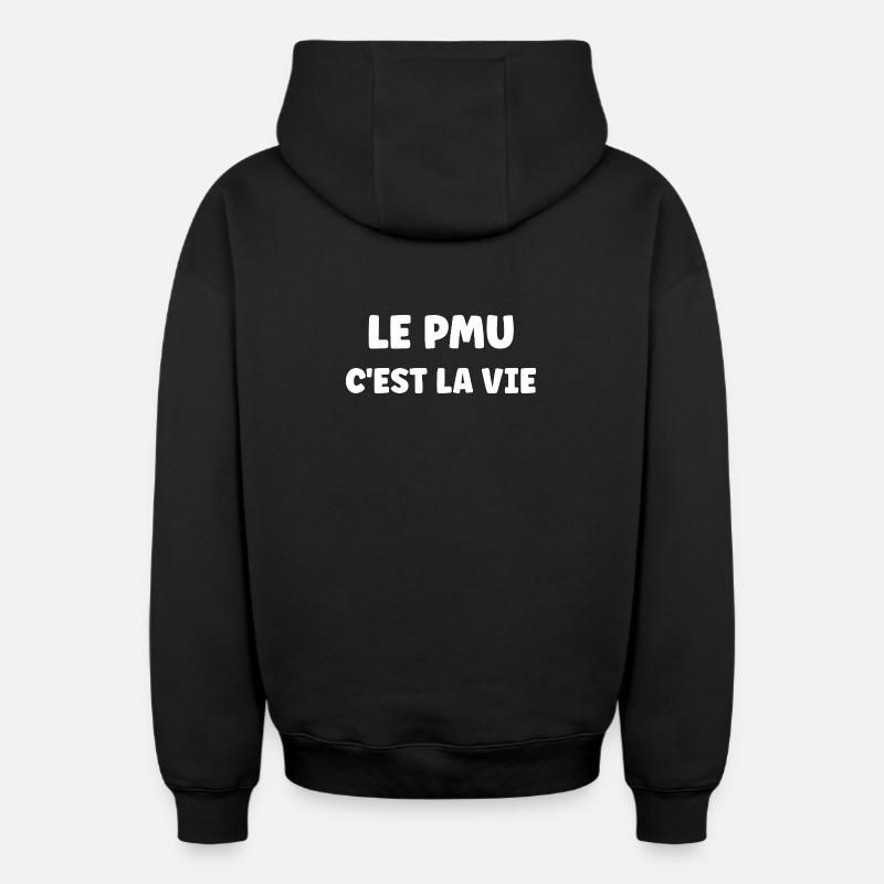 Humour PMU - Sweat à capuche unisexe zippé oversize épais SPREAD - noir