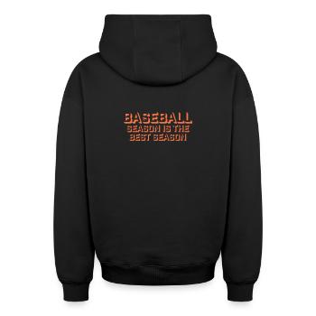 La saison de baseball est la meilleure saison des sports de fans - Sweat à capuche unisexe zippé oversize épais SPREAD - noir - Dos - AI Model Male 185 dark (185cm)