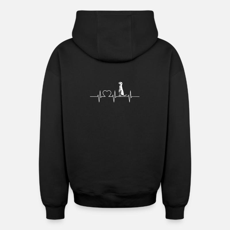 Suricate Erdmännchen - Sweat à capuche unisexe zippé oversize épais SPREAD - noir