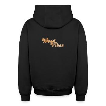 Wood Vibes good coole Quotes Holz Wald Natur Fan - Oversized Heavyweight Unisex Zip Hoodie - black - Back - AI Model Male 185 dark (185cm)