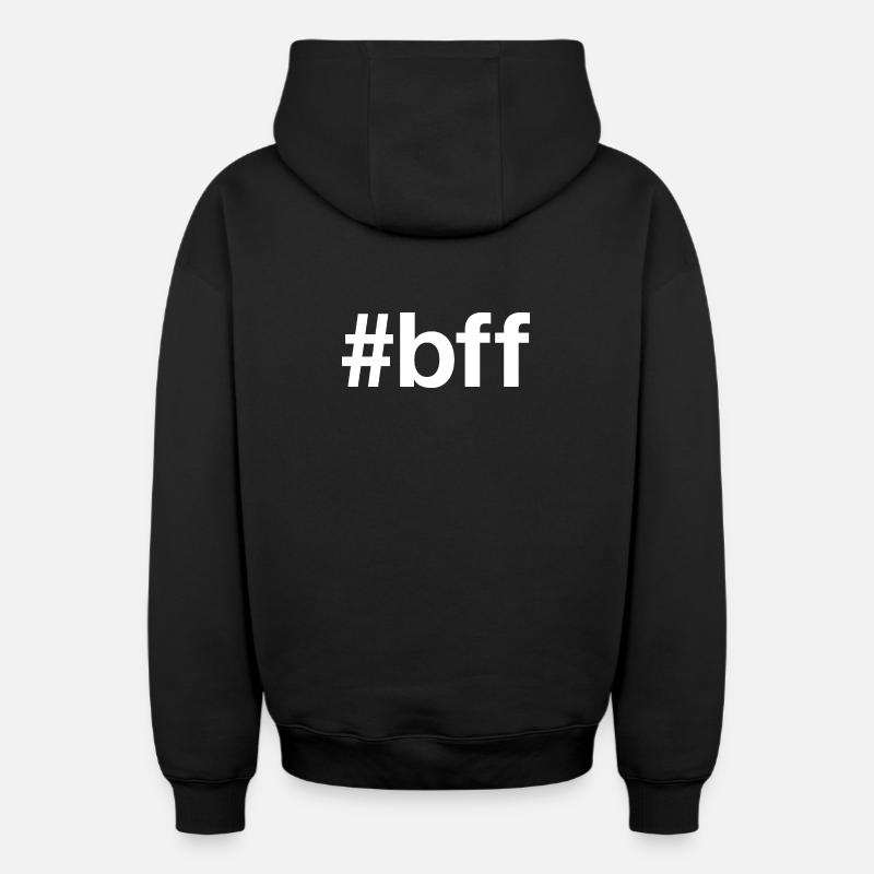 BFF BLANC - Sweat à capuche unisexe zippé oversize épais SPREAD - noir