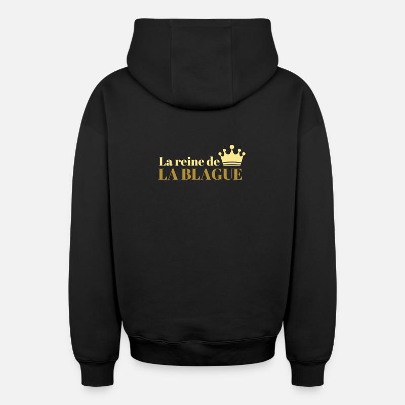 la reine de la blague - Sweat à capuche unisexe zippé oversize épais SPREAD - noir