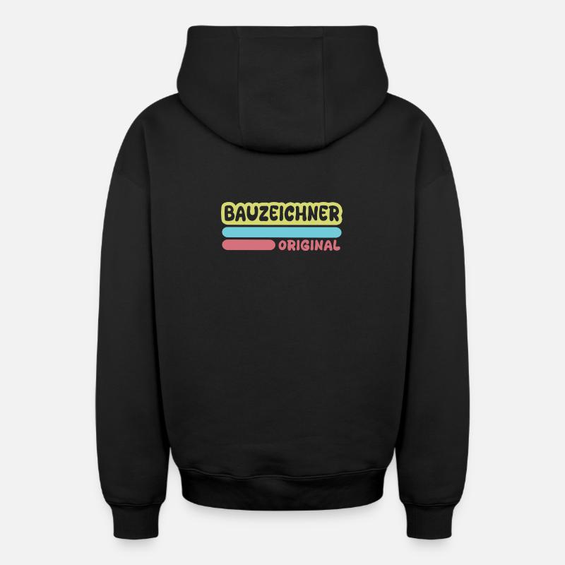Prénom Draughtsman - Sweat à capuche unisexe zippé oversize épais SPREAD - noir