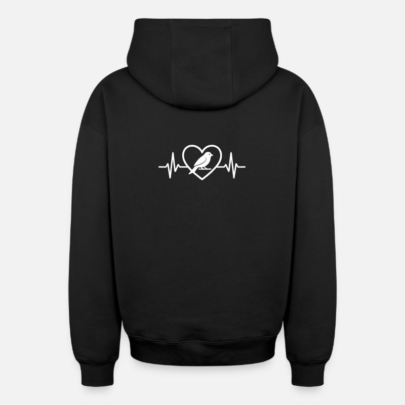 Cœur de Canari - Sweat à capuche unisexe zippé oversize épais SPREAD - noir