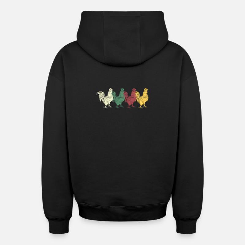 Hahn - Sweat à capuche unisexe zippé oversize épais SPREAD - noir