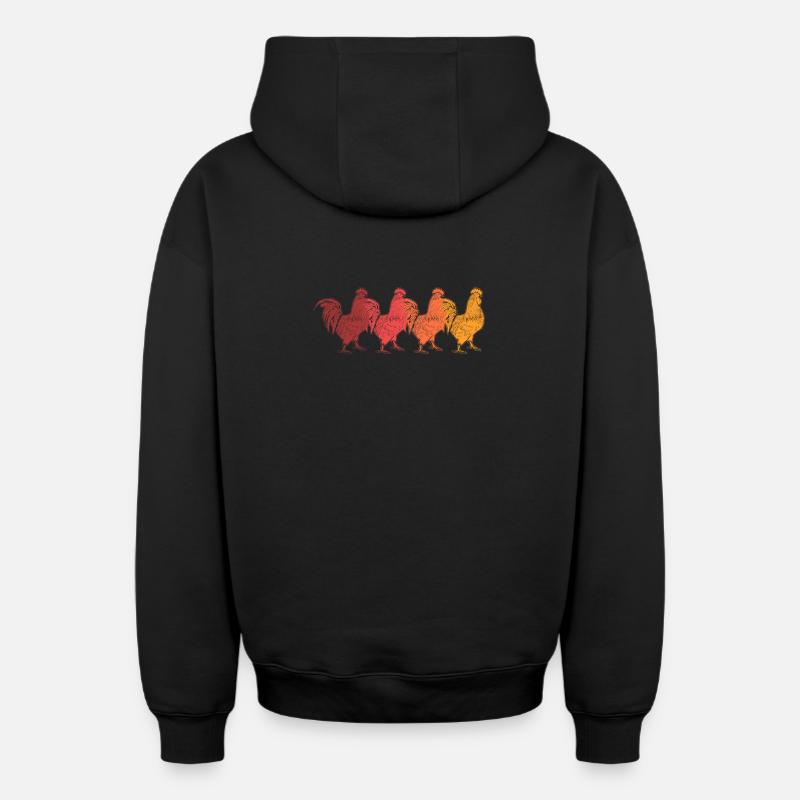 Hahn - Sweat à capuche unisexe zippé oversize épais SPREAD - noir