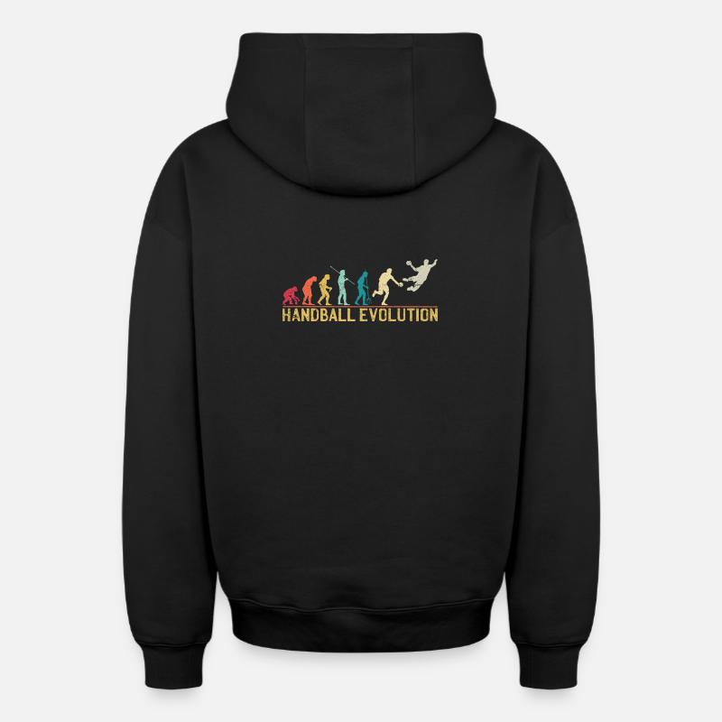Handball Evolution Progression Design - Oversized Heavyweight Unisex Zip Hoodie - Schwarz