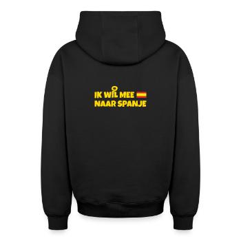 Ich möchte nach Spanien - Oversized Heavyweight Unisex Zip Hoodie - Schwarz - Hinten - AI Model Male 185 dark (185cm)