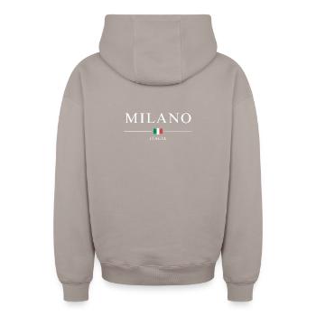 Milano italia - Oversized Heavyweight Unisex Zip Hoodie - taupe - Back - AI Model Male 178 light (178cm)
