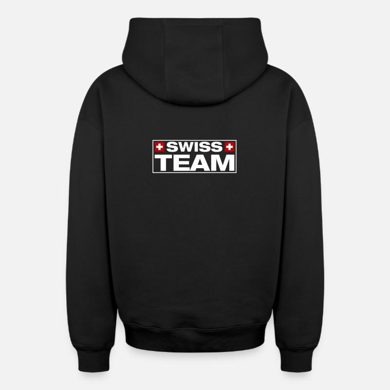 Équipe suisse suisse - Sweat à capuche unisexe zippé oversize épais SPREAD - noir