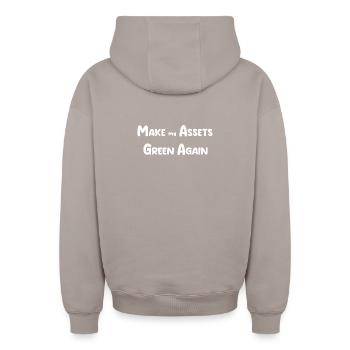 MAGA hats - Oversized Heavyweight Unisex Zip Hoodie - taupe - Back - AI Model Male 178 light (178cm)