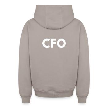 CFO Chief Financial Officer Finance Executive - Oversized Heavyweight Unisex Zip Hoodie - taupe - Back - AI Model Male 178 light (178cm)