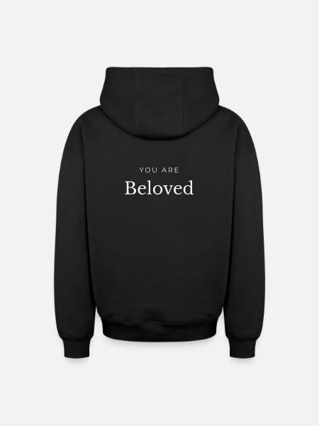You Are Beloved Typography - Oversized Heavyweight Unisex Zip Hoodie - black