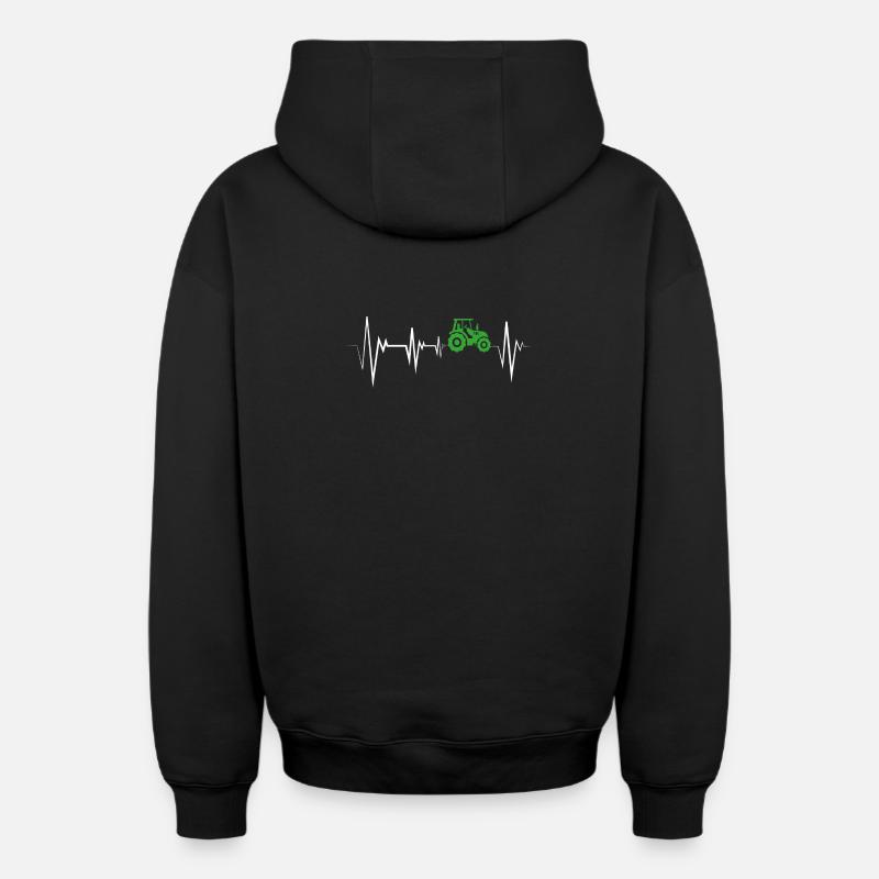 Constructeur de tracteurs Heartbeat - Sweat à capuche unisexe zippé oversize épais SPREAD - noir