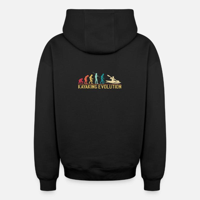 Kajakfahren Evolution Illustration - Oversized Heavyweight Unisex Zip Hoodie - Schwarz