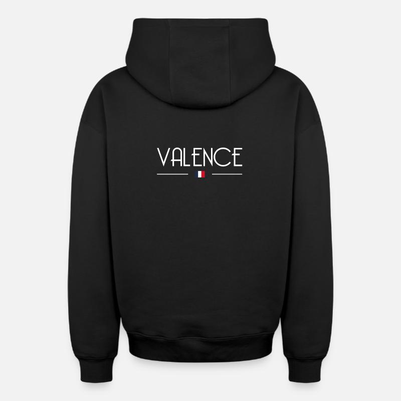 Valence - Sweat à capuche unisexe zippé oversize épais SPREAD - noir